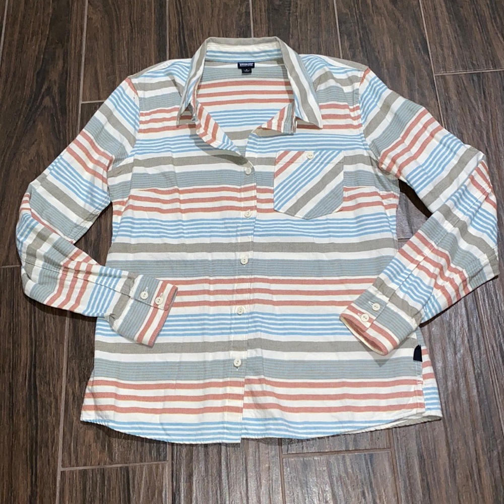 Patagonia striped button up blouse